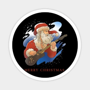 Santa Claus Playing Christmas Songs With Electric Guitar Magnet